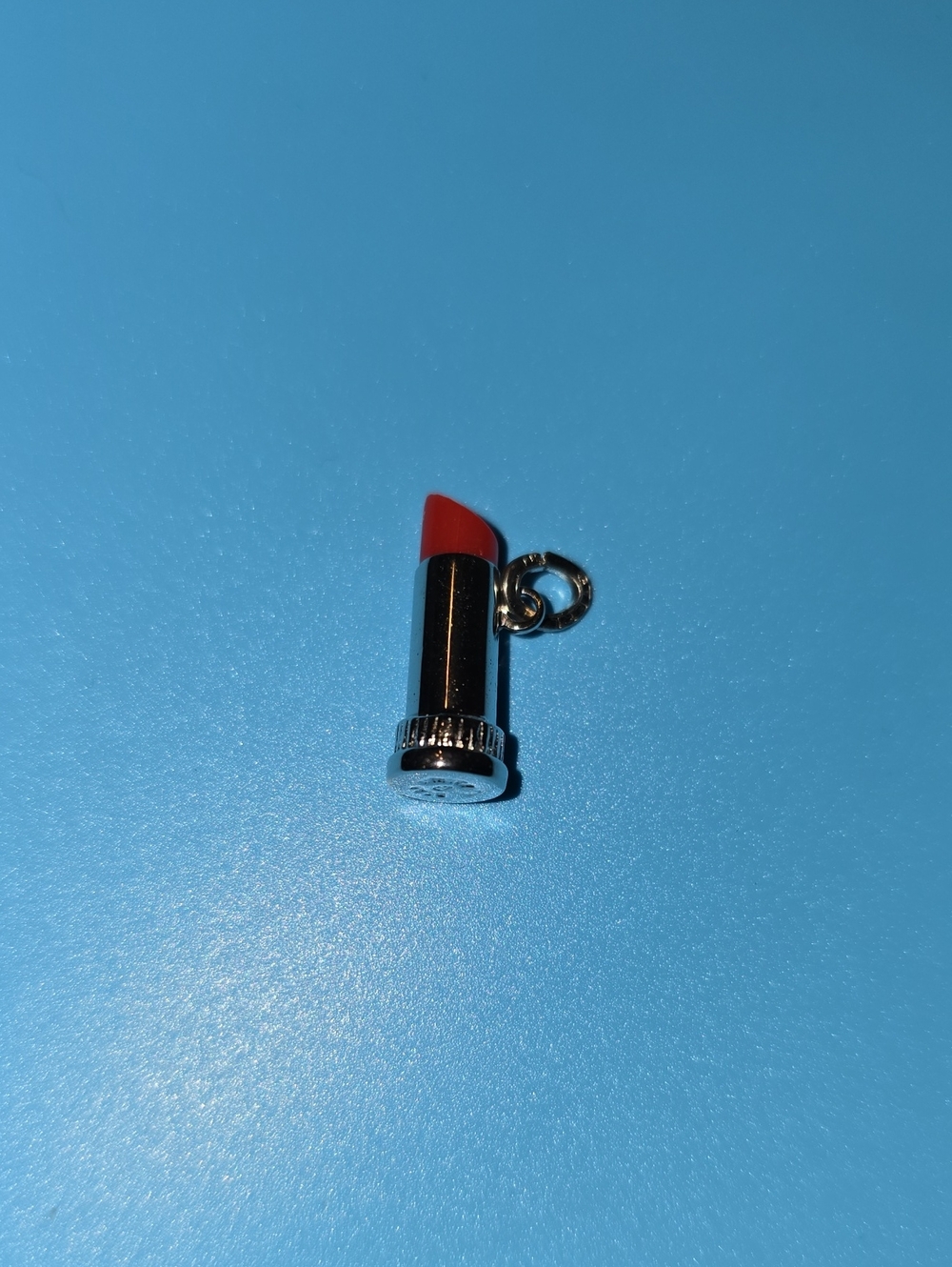 Red Lipstick Charm Pendant - Sterling Silver